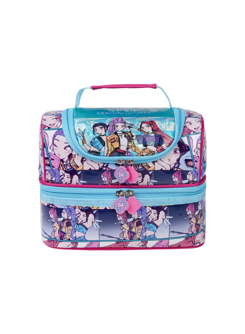Netflix Netflix K-POP Demon Hunters Dual Compartment Lunch Bag | Insulated Kids Lunch Bag | Lightweight School Food Carrier | Durable Travel Lunch Tote for Boys & Girls