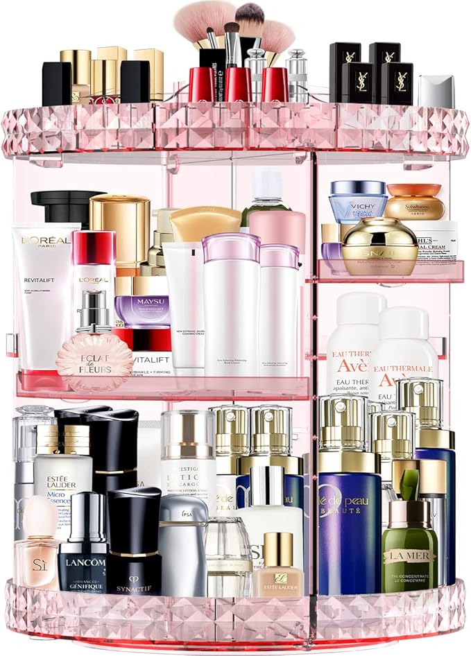 MISERWE Makeup Organiser 360 Degree Rotating 7 Adjustable Layers Large Capacity Cosmetic Organiser Transparent Make Up Organisers and Storage
