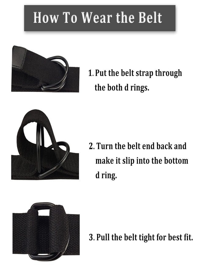 macoking 2 Pack Cloth Canvas Belts for Men with Double D Ring Buckle, Black B&Coffee, 51in long for waist 40"-43" - Image 2