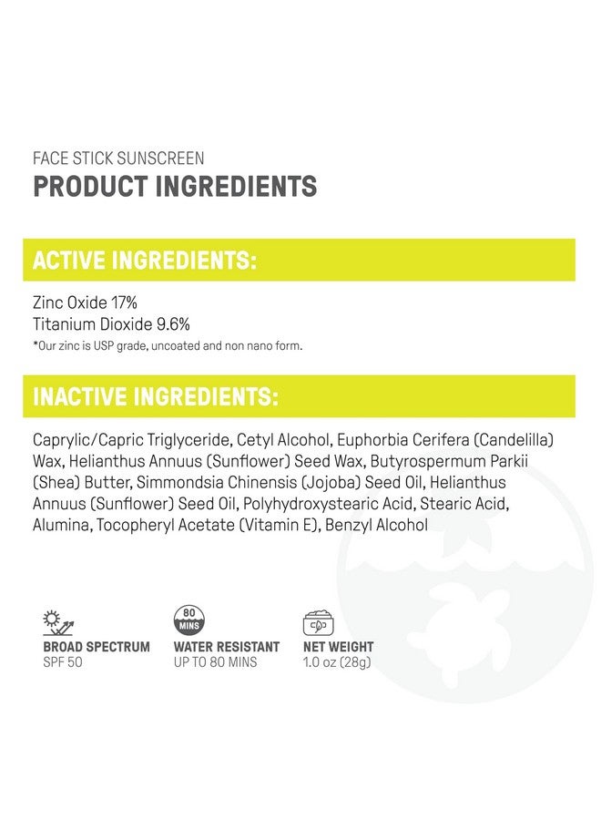 raw elements Face Stick Spf 50 Allnatural Mineral Sunscreen Reef Safe Water Resistant Broad Spectrum Uva/Uvb Protection Safe For All Ages Travel Size 1 Oz - Image 5