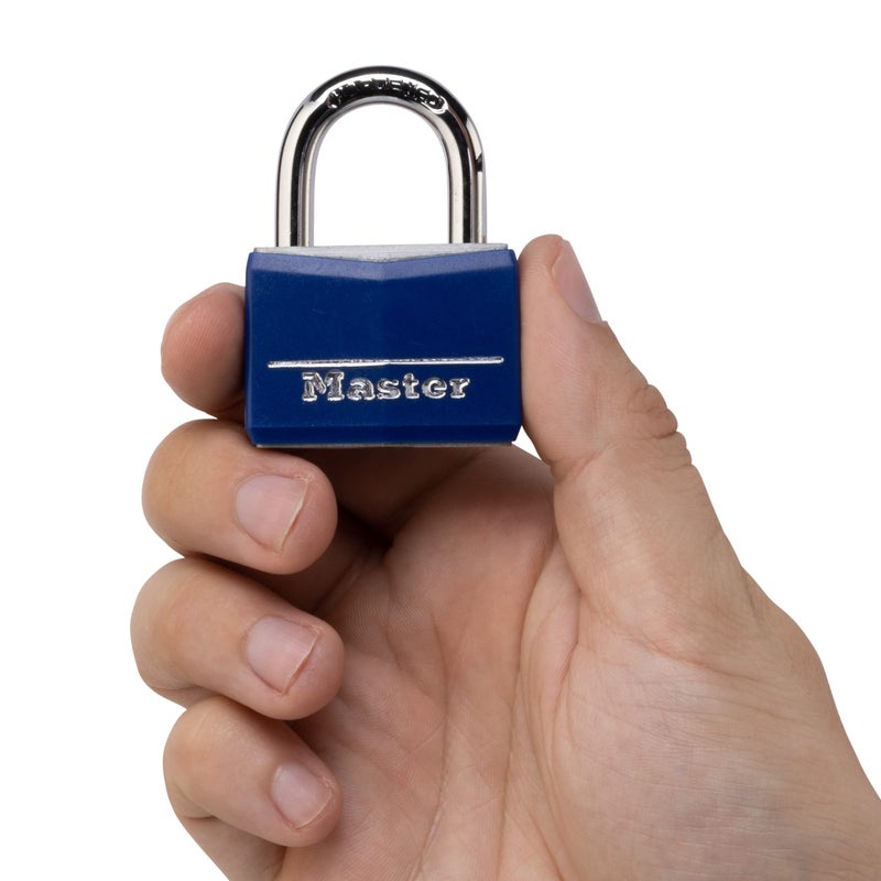 Master Lock Blue Vinyl Covered Aluminum Keyed Padlock, Small Lock for Gym or School Locker can be Used Indoors or Outdoors, 142DCM - Image 4