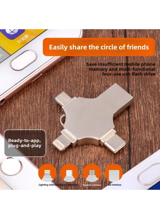 Metal Cross Mobile U Disk Four In One Universal USB Disk For Apple Huawei Type-c Android Computer-Capacity:64GB - Image 3