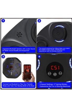 Sky Land Music Boxing Machine – Wall Mounted Punching Trainer with Bluetooth, LED Lighting, 9 Speed Levels, Rechargeable Battery, Ideal for Home Fitness & Reflex Training  - Image 3