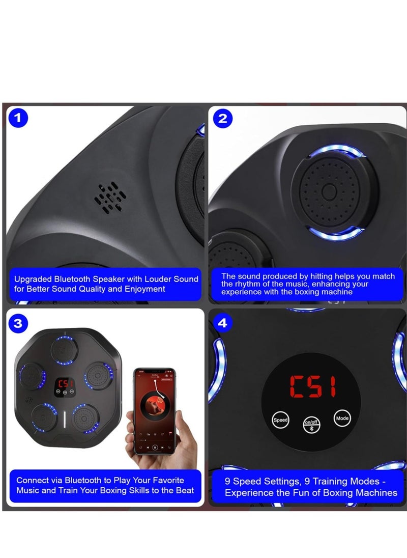 Sky Land - Music Boxing Machine – Wall Mounted Punching Trainer with Bluetooth, LED Lighting, 9 Speed Levels, Rechargeable Battery, Ideal for Home Fitness & Reflex Training - Image 1