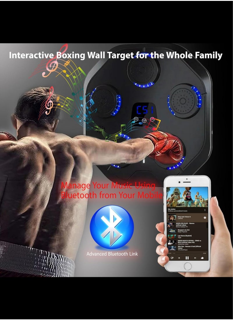 Sky Land - Music Boxing Machine – Wall Mounted Punching Trainer with Bluetooth, LED Lighting, 9 Speed Levels, Rechargeable Battery, Ideal for Home Fitness & Reflex Training - Image 1