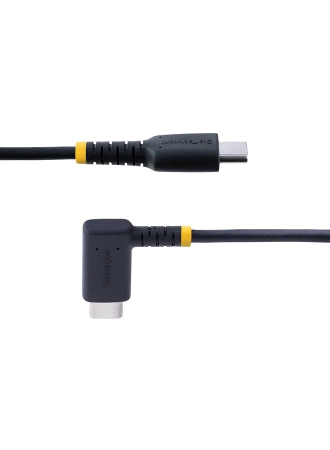 Startech.com 6in (15cm) USB C Charging Cable Right Angle - 60W PD 3A - Heavy Duty Fast Charge USB-C Cable - USB 2.0 Type-C - Rugged Aramid Fiber - Short USB Cord (R2CCR-15C-USB-CABLE), Black - Image 3