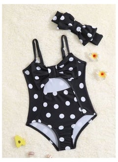 Shein Baby Polka Dot Bow Front Cut Out Swimsuit With Headband - size 12-18 M  - Image 1