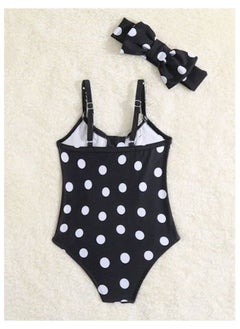 Shein Baby Polka Dot Bow Front Cut Out Swimsuit With Headband - size 12-18 M  - Image 2
