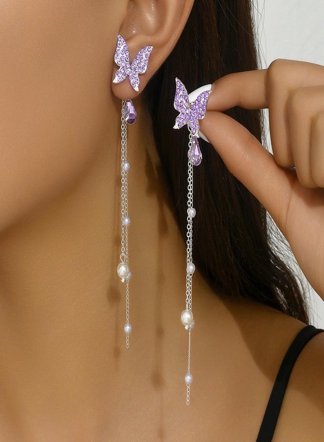 MEENAZ Earrings For Women & Girls Stylish | Western Korean Earrings Bali | Butterfly| Stud Earrings Set for Women Moti Accessories Aesthetic | Fashion American Diamond AD CZ Gold Stud earinging 101 - Image 2