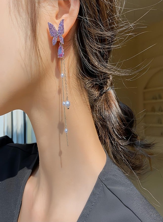 MEENAZ Earrings For Women & Girls Stylish | Western Korean Earrings Bali | Butterfly| Stud Earrings Set for Women Moti Accessories Aesthetic | Fashion American Diamond AD CZ Gold Stud earinging 101 - Image 3