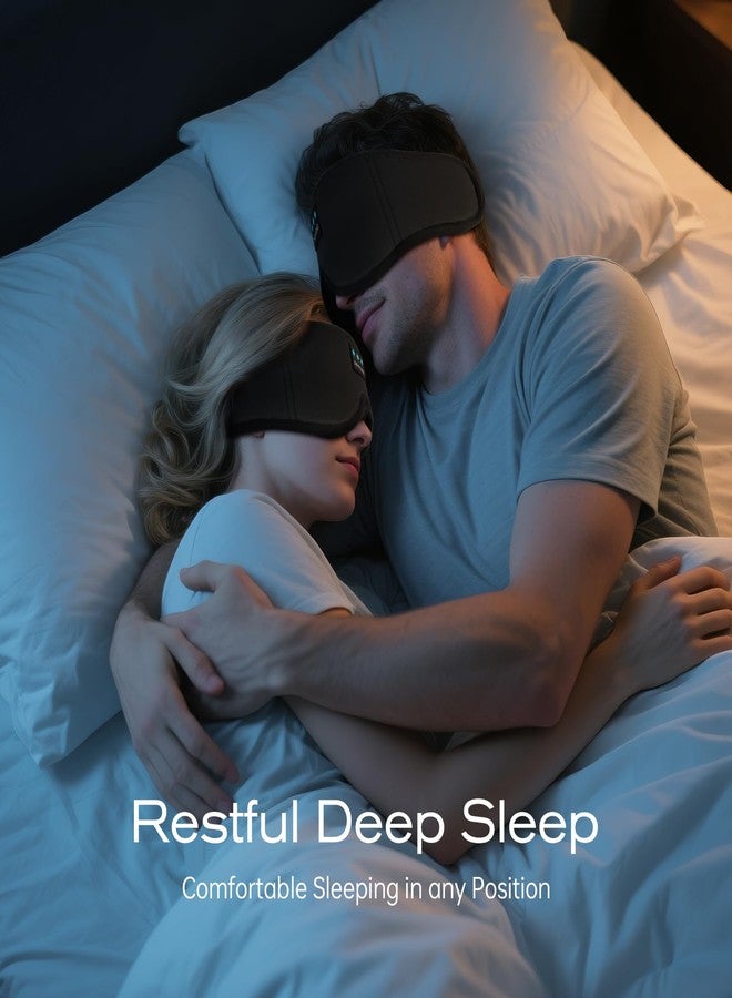 ZHENYEMEI 3D Sleep Mask with Bluetooth Headphones, Sleeping Headphones for Side Sleepers, Wireless Music Eye Mask with Ultra-Thin Stereo Speakers for Men, Women, Tech Gifts, Black - Image 2