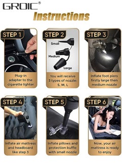 GROIC Inflatable Car Mattress,Car Air Mattress Back Seat Inflatable Car Bed Camping Mattress with Pillows Air-Pump for Car, SUV, Truck Travel, Hiking  - Image 5