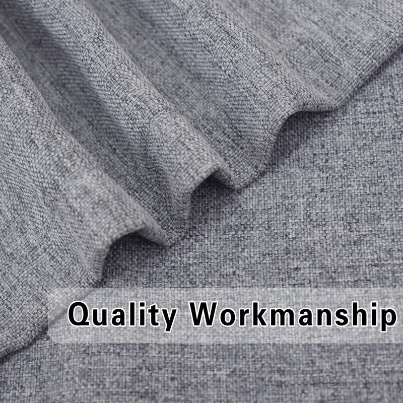 UPOPO Kitchen Curtains 80 inches Long Linen Textured Privacy Semi Sheer Charcoal Grey Living Room Divider Bedroom Drapes Sliding Glass Door Window Curtains Basement Patio Curtain Panels Grommet Top 2 Pieces - Image 3
