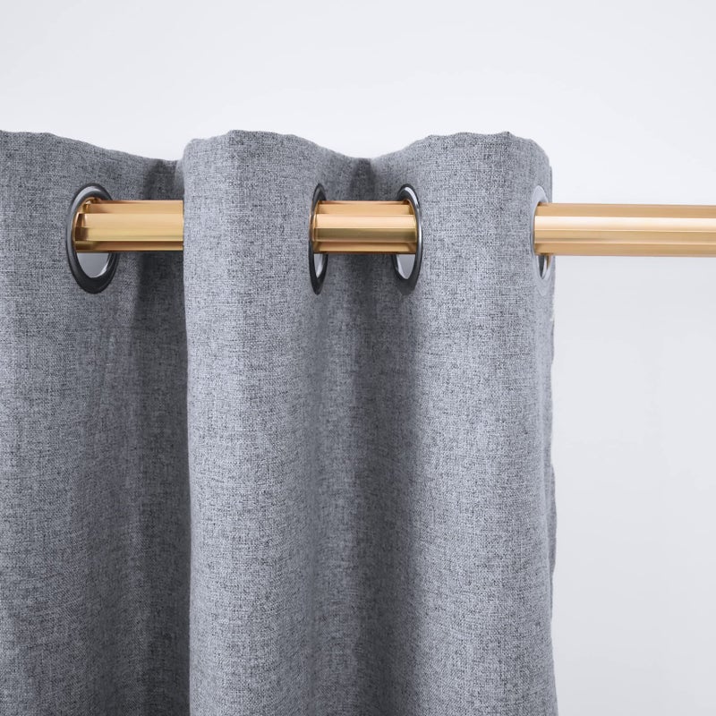 UPOPO Kitchen Curtains 80 inches Long Linen Textured Privacy Semi Sheer Charcoal Grey Living Room Divider Bedroom Drapes Sliding Glass Door Window Curtains Basement Patio Curtain Panels Grommet Top 2 Pieces - Image 5