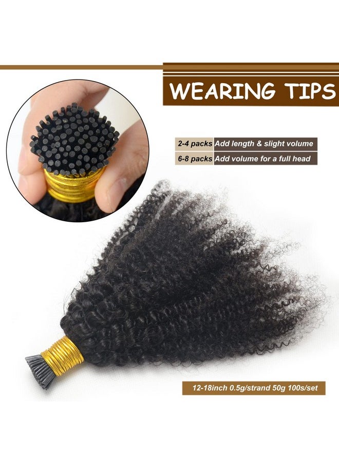 Luwigs - Uwigs I Tip Hair Extensions Afro Kinky Curly 4B 4C Human Virgin Hair 0.5G/Strand 50G Pre Bonded Microlinks Keratin Fusion Stick I Tip Hair Bundles (12 Inch Afro Kinky Curly 4B 4C) - Image 1