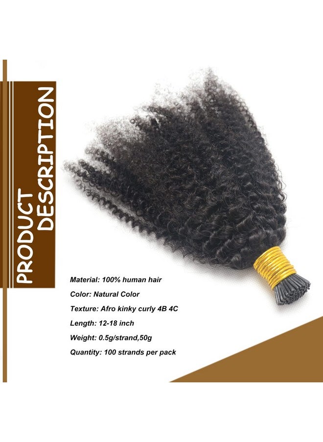 Luwigs - Uwigs I Tip Hair Extensions Afro Kinky Curly 4B 4C Human Virgin Hair 0.5G/Strand 50G Pre Bonded Microlinks Keratin Fusion Stick I Tip Hair Bundles (12 Inch Afro Kinky Curly 4B 4C) - Image 1