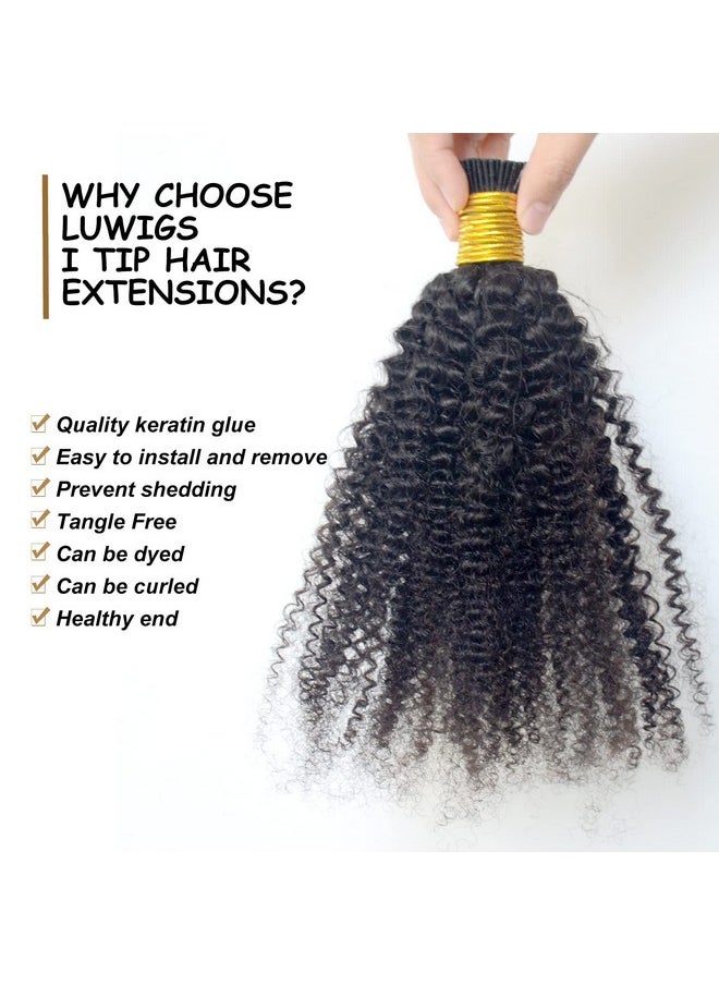 Luwigs - Uwigs I Tip Hair Extensions Afro Kinky Curly 4B 4C Human Virgin Hair 0.5G/Strand 50G Pre Bonded Microlinks Keratin Fusion Stick I Tip Hair Bundles (12 Inch Afro Kinky Curly 4B 4C) - Image 1