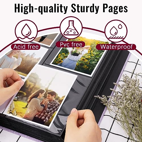 Colemoly Linen Photo Album 4x6 Large Capacity 1000 Pockets Pictures Fabric Cover Books Albums Wedding School Family Anniversary Baby Memory Engagement Travel Albums(Black, 1000 Pockets) - Image 5