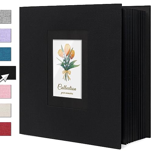 Colemoly Linen Photo Album 4x6 Large Capacity 1000 Pockets Pictures Fabric Cover Books Albums Wedding School Family Anniversary Baby Memory Engagement Travel Albums(Black, 1000 Pockets) - Image 1
