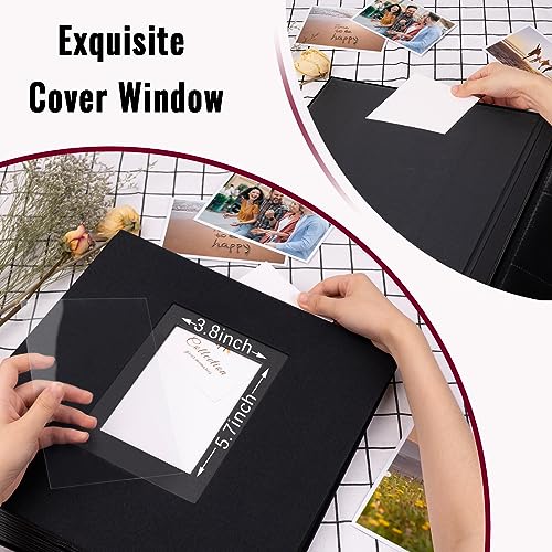 Colemoly Linen Photo Album 4x6 Large Capacity 1000 Pockets Pictures Fabric Cover Books Albums Wedding School Family Anniversary Baby Memory Engagement Travel Albums(Black, 1000 Pockets) - Image 3
