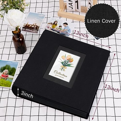 Colemoly Linen Photo Album 4x6 Large Capacity 1000 Pockets Pictures Fabric Cover Books Albums Wedding School Family Anniversary Baby Memory Engagement Travel Albums(Black, 1000 Pockets) - Image 2