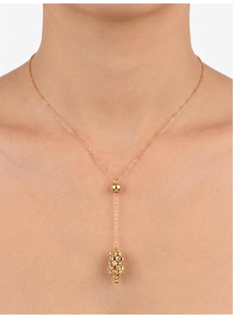 The Intermix Gems 18 Karat 750 Purity Gold, Y-Necklace with Multi-Tonal Bead Cluster - Image 2