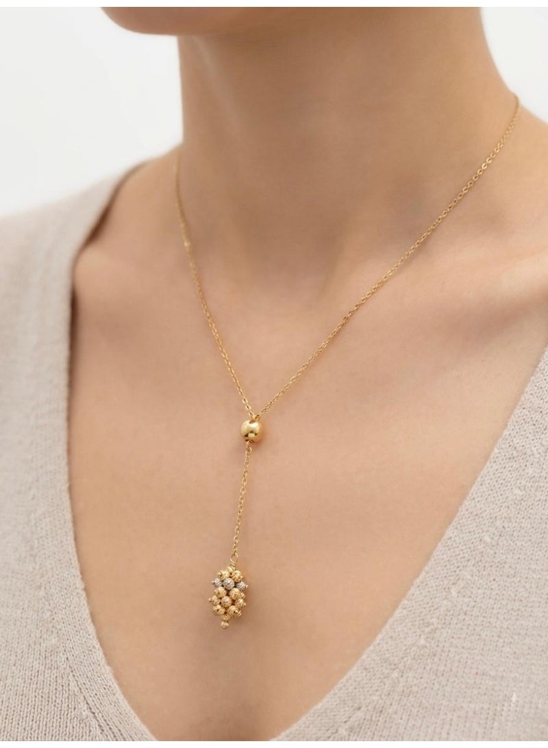The Intermix Gems 18 Karat 750 Purity Gold, Y-Necklace with Multi-Tonal Bead Cluster - Image 3
