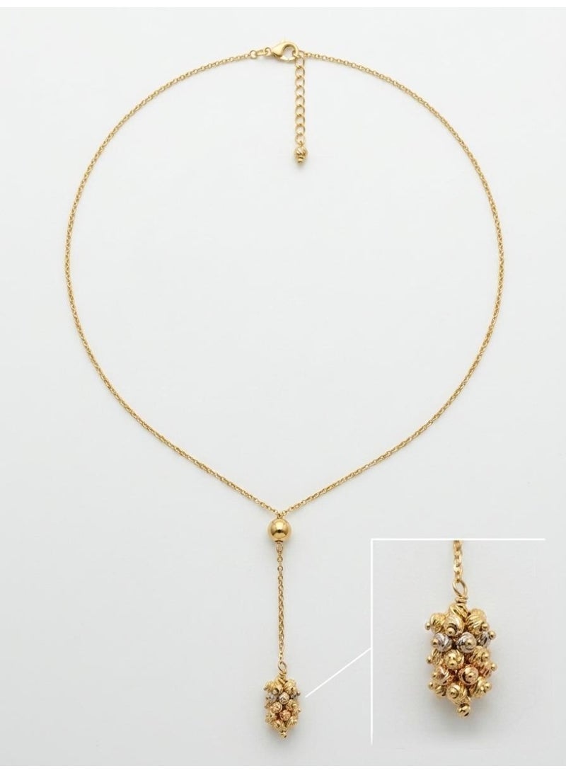 The Intermix Gems 18 Karat 750 Purity Gold, Y-Necklace with Multi-Tonal Bead Cluster - Image 4