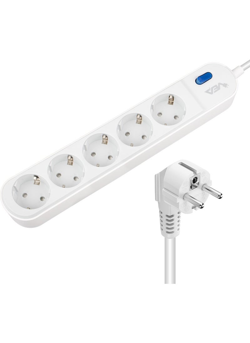 AYT - Vea VE-VEGA105 Group Socket Extension 5-Plug Socket 1.5 Meter 3500 Watt 16 Ampere Heat Resistant Surge Protected Socket - Image 1