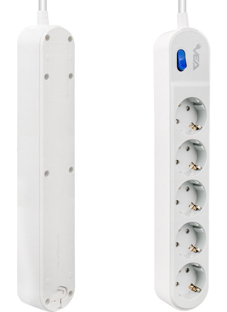 AYT - Vea VE-VEGA105 Group Socket Extension 5-Plug Socket 1.5 Meter 3500 Watt 16 Ampere Heat Resistant Surge Protected Socket - Image 1