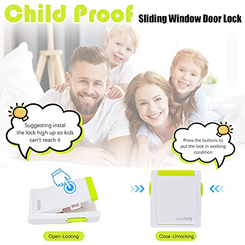 LATIBELL Sliding Glass Door Window Locks - 4 Pack Child Baby Proof Security Locks for Kids Safety Slide Closet Patio Doors, No Screws or Drills Needed - Image 5
