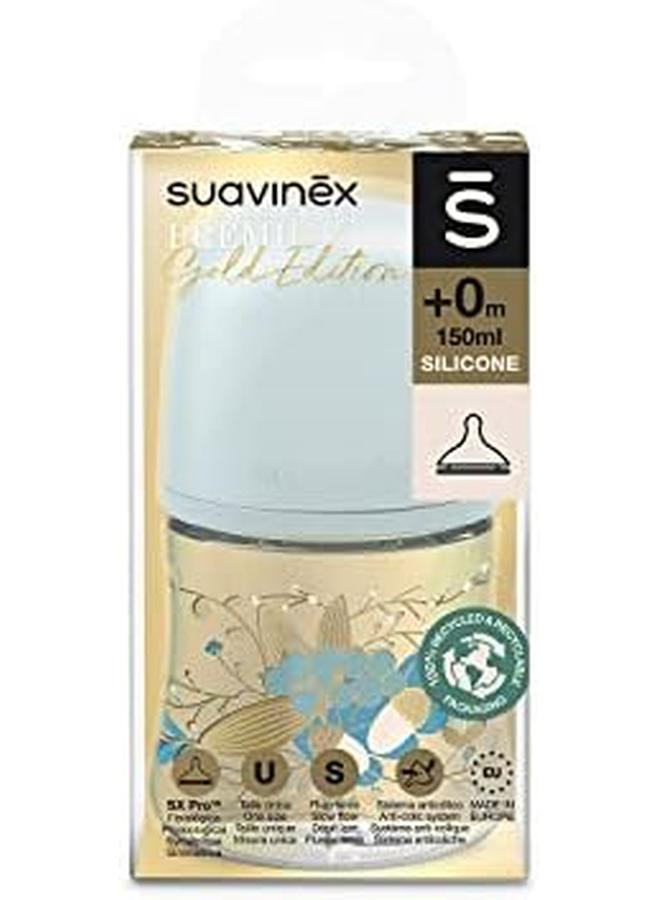 SUAVINEX Sx Pro Feeding Wide Neck Physiological Silicone Teat Bottle 0 Months 150Ml S Fs Blue Gold - Image 3