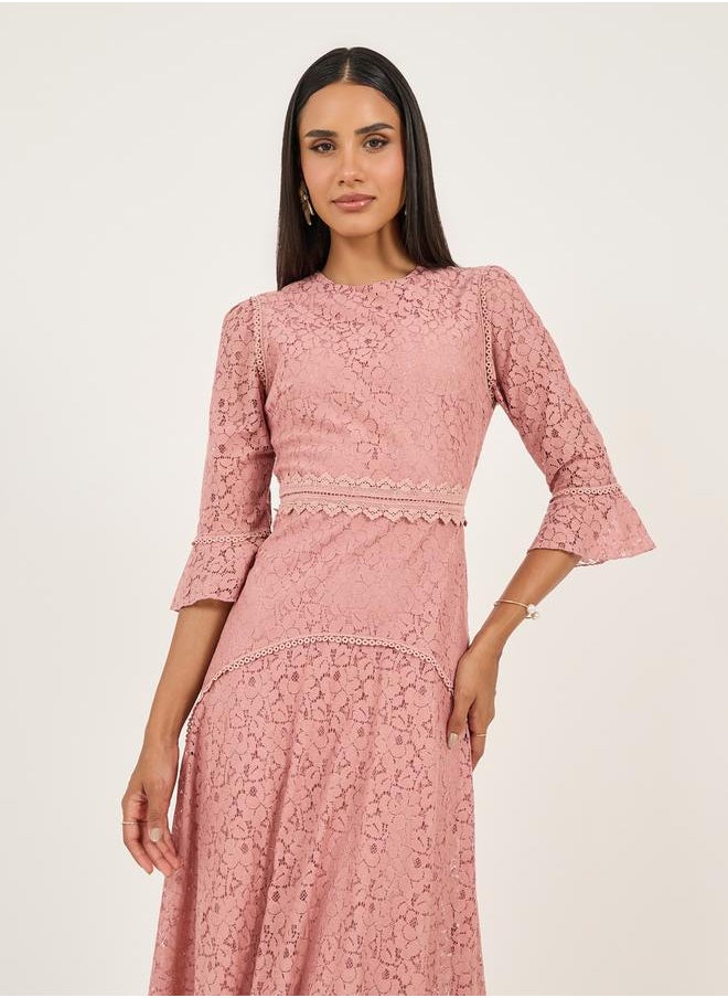 Styli Lace Fluted Hem Dress  - Image 3