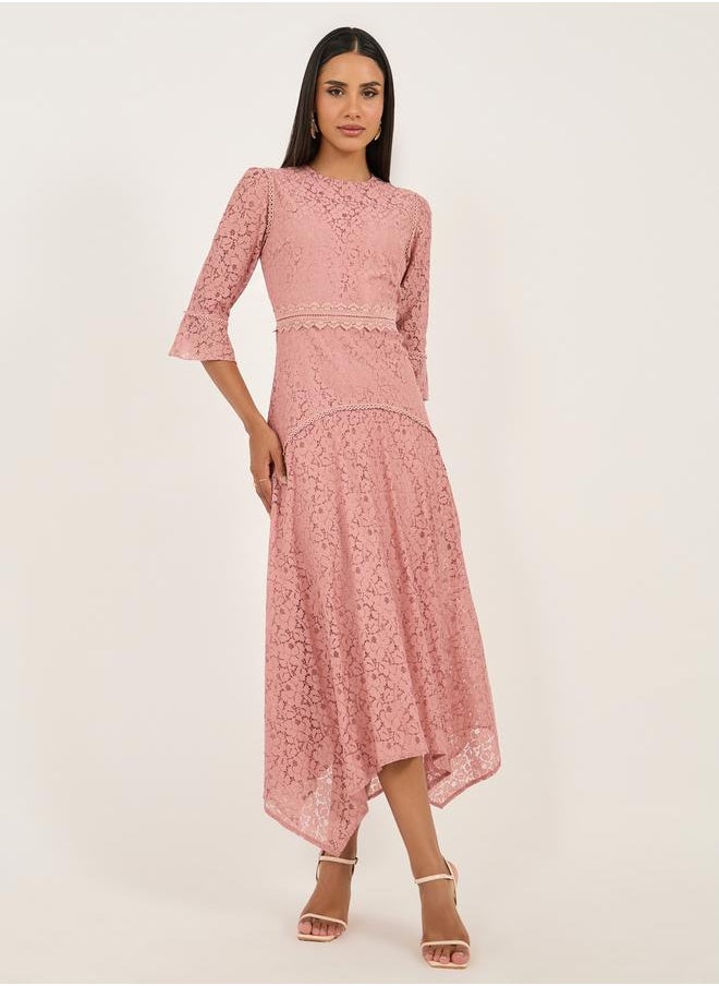 Styli Lace Fluted Hem Dress  - Image 1