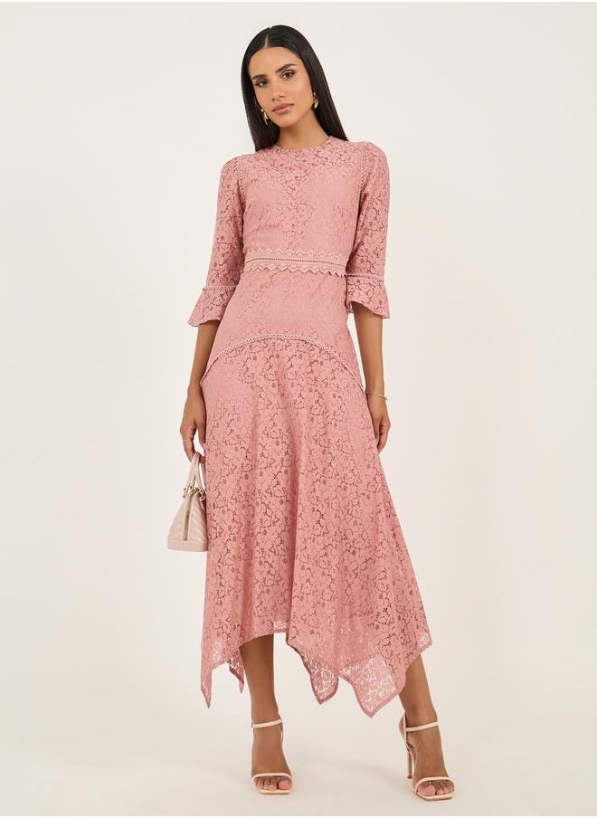 Styli Lace Fluted Hem Dress  - Image 2