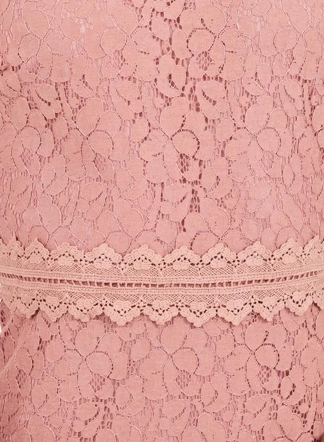 Styli Lace Fluted Hem Dress
