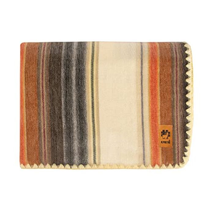 ALPACA WOOL BLANKET THROW LARGE BEAUTIFUL WARM STRIPES 64 X 45 INCHES ULTRASOFT HYPOALLERGENIC AND BREATHABLE NONITCHY OR SCRATCHY BROWN