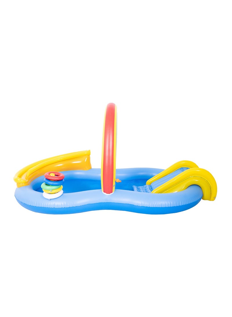 أثليتيك مسبح قابل للنفخ بألوان قوس قزح مع زحليقة وألعاب - مركز ألعاب مائية للأطفال بطول 220 سم - Image 5