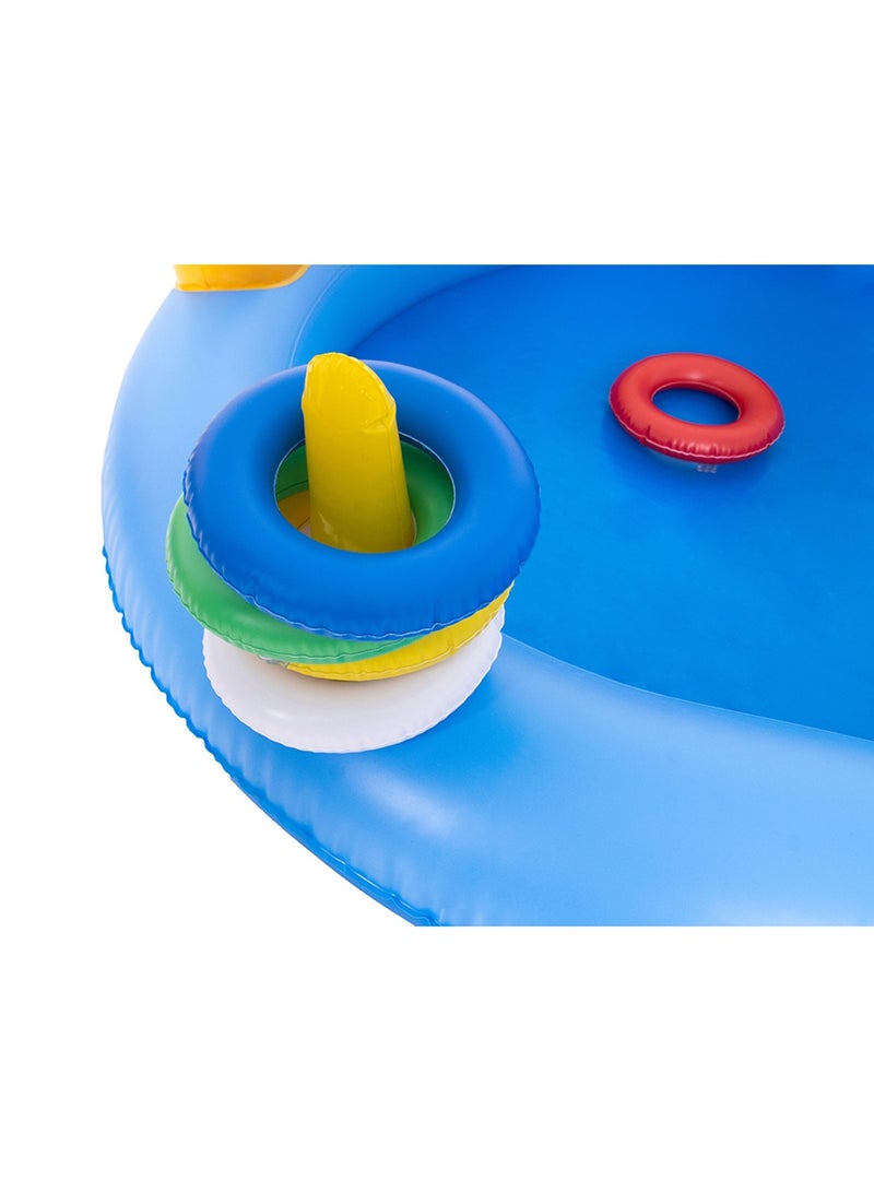 أثليتيك مسبح قابل للنفخ بألوان قوس قزح مع زحليقة وألعاب - مركز ألعاب مائية للأطفال بطول 220 سم - Image 2