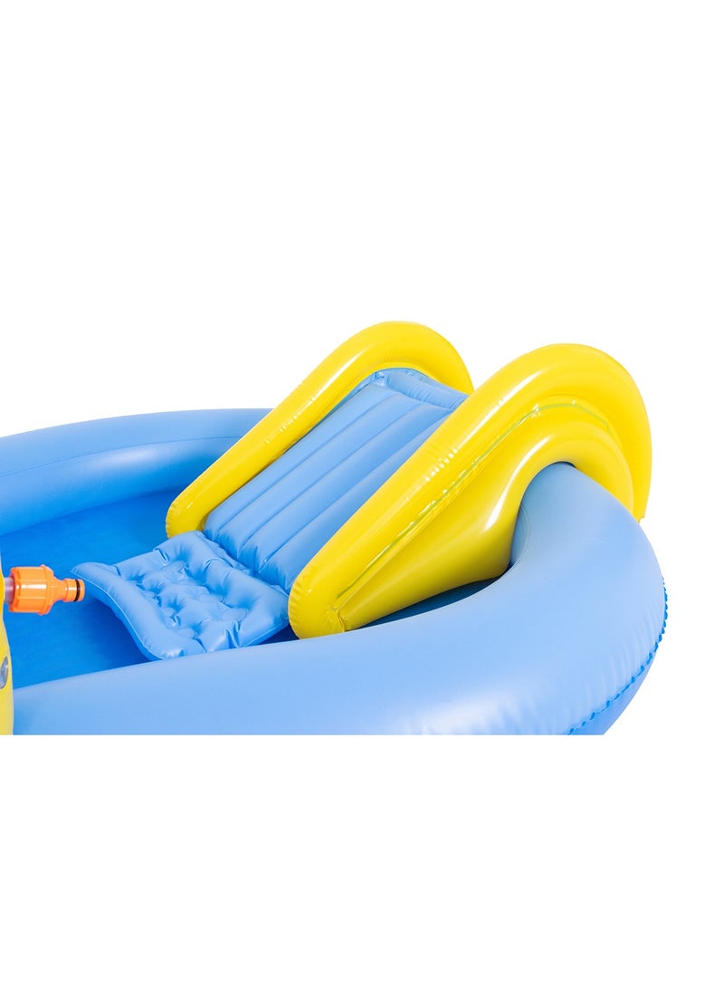 أثليتيك مسبح قابل للنفخ بألوان قوس قزح مع زحليقة وألعاب - مركز ألعاب مائية للأطفال بطول 220 سم - Image 4