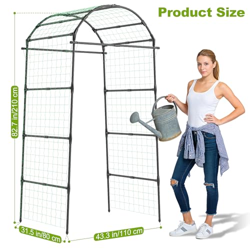 Miory Garden Arch Trellis for Climbing Plants Outdoor, 7ft Tall Plants Support Trellis for Climbing Vine Tomato Vegetable Flower Fruit, Cucumber Trellis for Raised Bed (32 x 83 Inch) - Image 3
