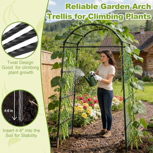 Miory Garden Arch Trellis for Climbing Plants Outdoor, 7ft Tall Plants Support Trellis for Climbing Vine Tomato Vegetable Flower Fruit, Cucumber Trellis for Raised Bed (32 x 83 Inch) - Image 4