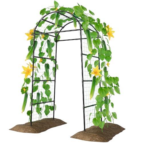 Miory Garden Arch Trellis for Climbing Plants Outdoor, 7ft Tall Plants Support Trellis for Climbing Vine Tomato Vegetable Flower Fruit, Cucumber Trellis for Raised Bed (32 x 83 Inch) - Image 1