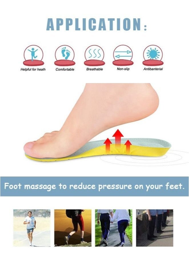Generic High Elasticity Memory Foam Insoles, PU Orthotic Shock Absorption Sport Insoles, Comfortable Breathable Plantar Fasciitis Arch Support Insoles Orthotic Insoles (Yellow+Green)  - Image 5