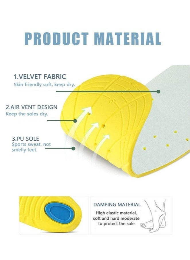 Generic High Elasticity Memory Foam Insoles, PU Orthotic Shock Absorption Sport Insoles, Comfortable Breathable Plantar Fasciitis Arch Support Insoles Orthotic Insoles (Yellow+Green)  - Image 1