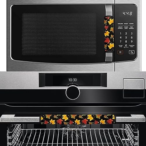 Mintulipy Refrigerator Door Handle Covers Set of 4 Washable Cloth Decor Thanksgiving Maple Leaf Kitchen Appliance Handle Covers Keep Your Fridge Microwave Oven Stove or Dishwasher Clean - Image 3