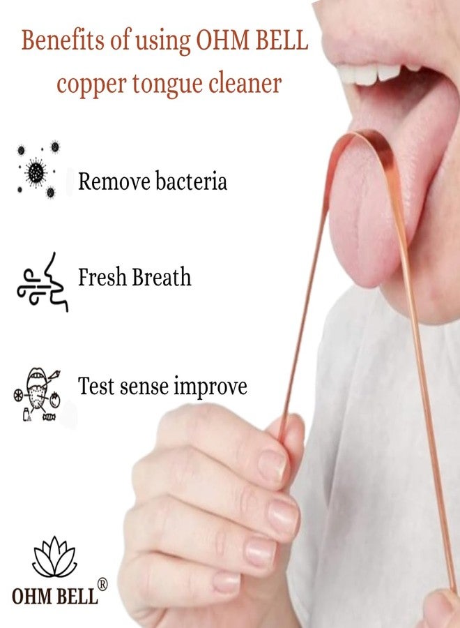 OHM BELL Copper Tongue Cleaner (Pack of 2) | 100% Pure Copper | Removes Bad Breath & Bacteria | Promotes Oral Hygiene & Digestive Health | Safe, Flexible & Easy to Use Tongue Scraper - Image 3