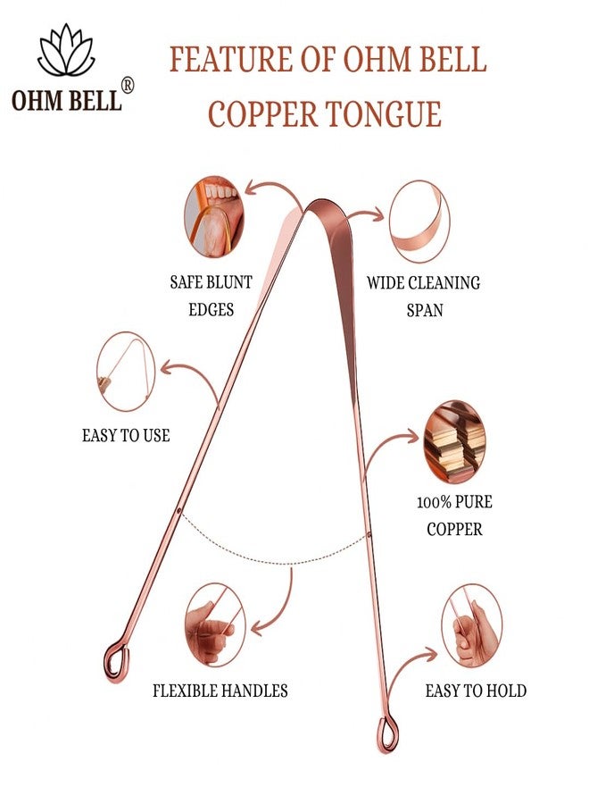 OHM BELL Copper Tongue Cleaner (Pack of 2) | 100% Pure Copper | Removes Bad Breath & Bacteria | Promotes Oral Hygiene & Digestive Health | Safe, Flexible & Easy to Use Tongue Scraper - Image 4