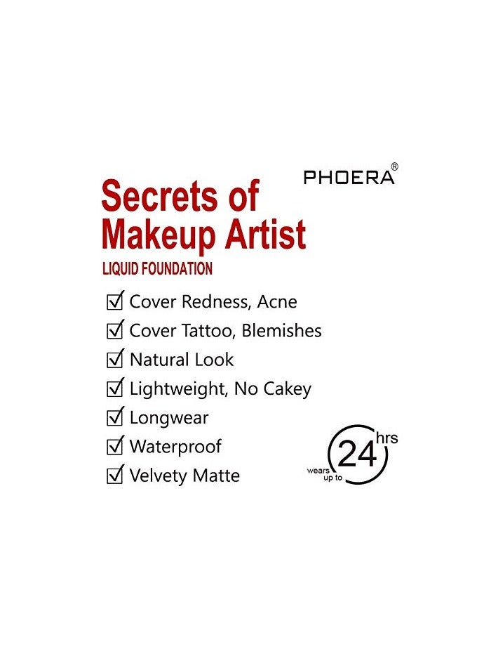 Phoera Liquid Foundation Natural Look 30ML 104 Buff Beige - Image 5