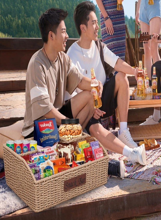 Xbopetda Snack Organizer for Countertop, Trapezoid Snack Organizer Seagrass Wicker Basket, 5 Compartments Snack Box Container, Snack Bar Station Organizer, Kitchen Cabinet Pantry Organizer and Storage - Image 5